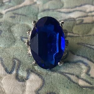 Elegant Blue and Silver Women's‎ adjustable  Ring